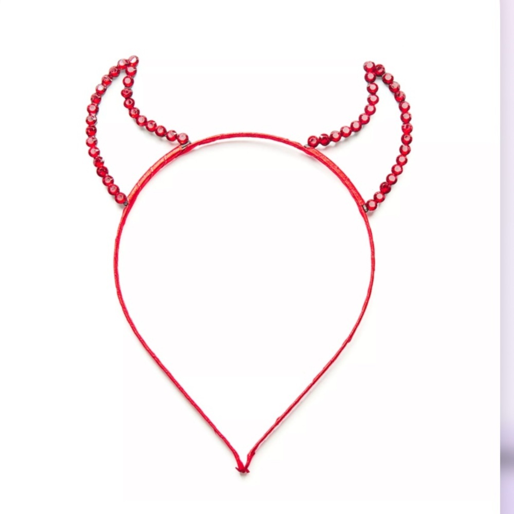 DEVIL Red Rhinestone Headband one size - Picture 5 of 5